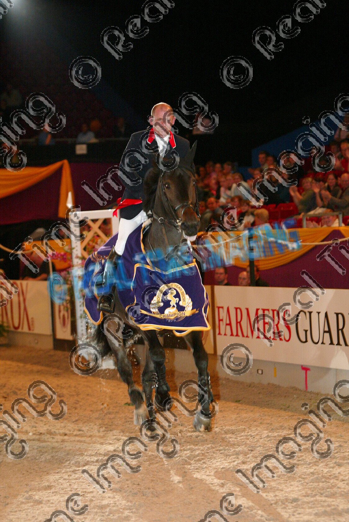 S05-65-T7-065 
 HOYS 2005: Grandstand Media Cup Winner 
 Keywords: horse of the year show 2005 05 hoys october showjumping showjumper 10 13 action lap honour spotlight rug canter 15 Grandstand Media Cup winner 47 lucy may robert bevis bay mare thursday